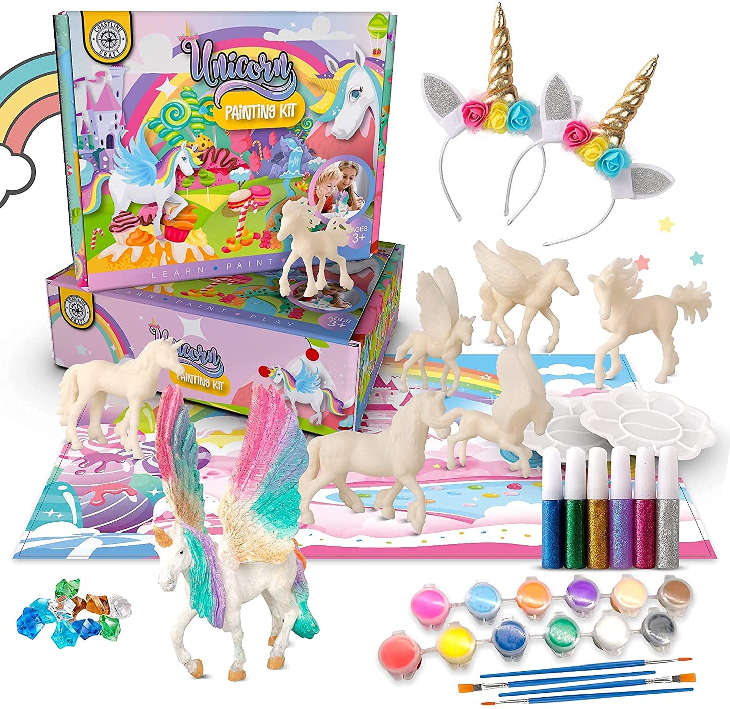 Unicorn Painting Kit for Girls Paint Your Own Unicorn Canvas and Acrylic  Birthday and Christmas Gift for Little Girls Craft & Diy 